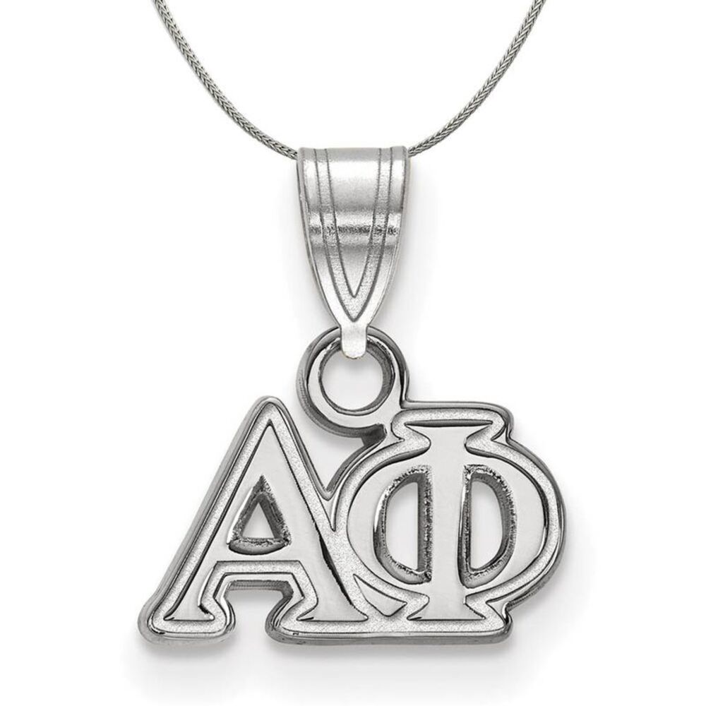 Sterling Silver Alpha Phi Small Greek Pendant Necklace - 24 Inch